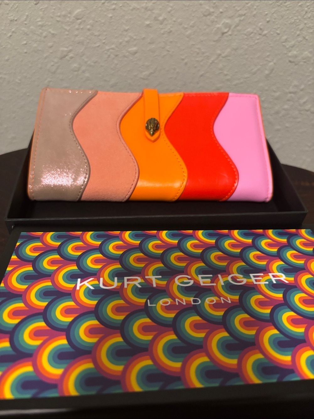 Kurt Geiger Multicolor Wave-Panel Women’s Wallet - Pink/Orange/Red